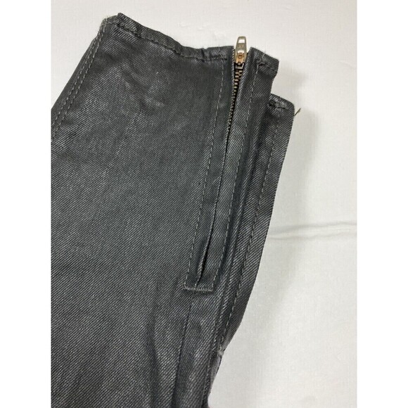 Zara Basic Coated Jeans Black Size 6 Skinny Leg Mid Rise Ankle Zippers Jeggings - Picture 4 of 16
